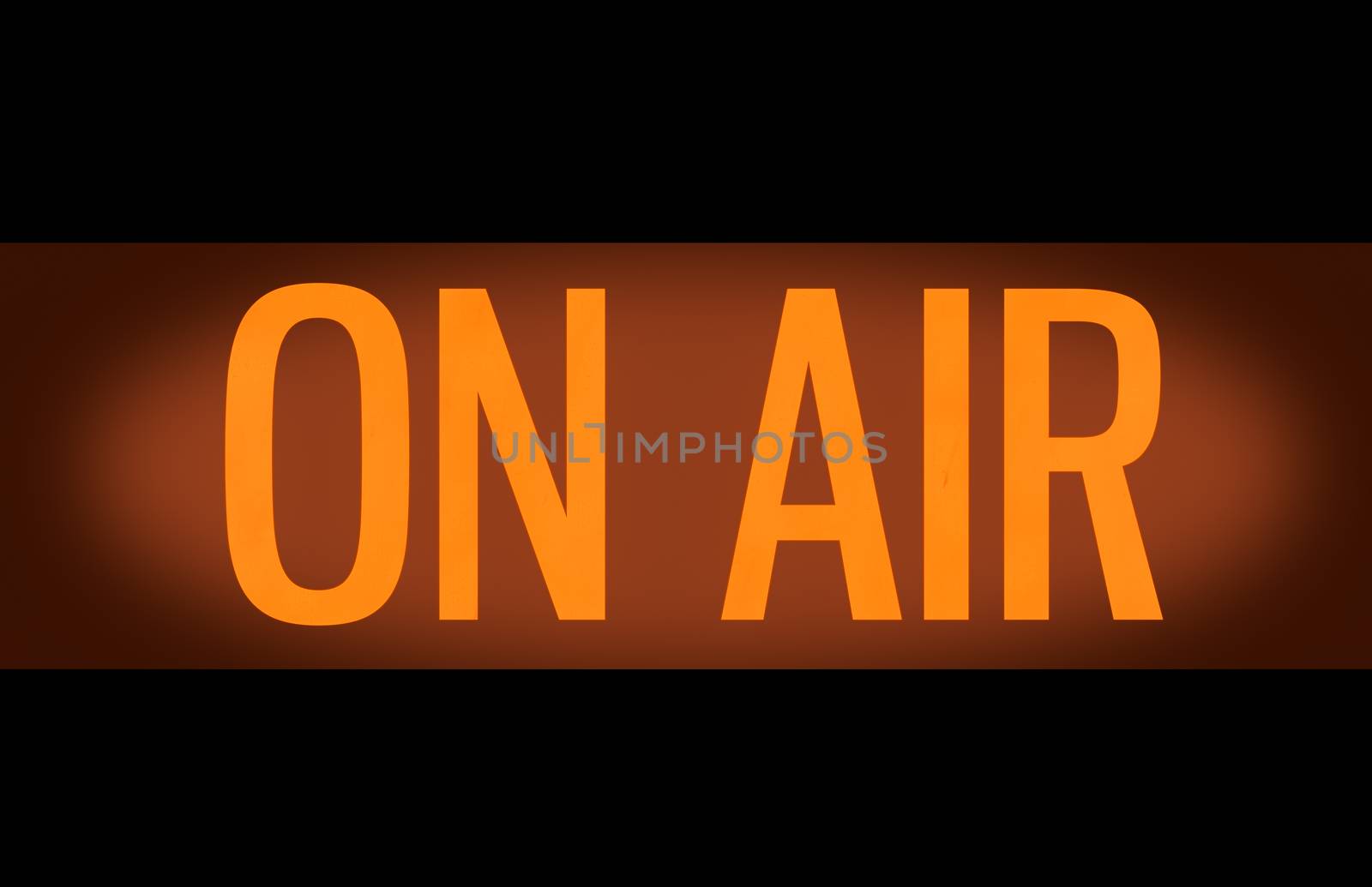 Recording Or Radio Studio Glowing Orange On Air Sign