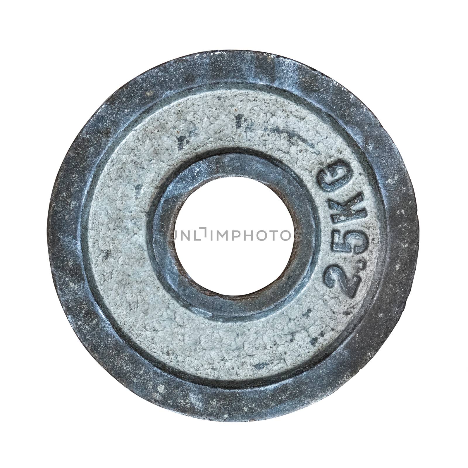 Grungy Isolated Gym Barbell Plate On A White Background