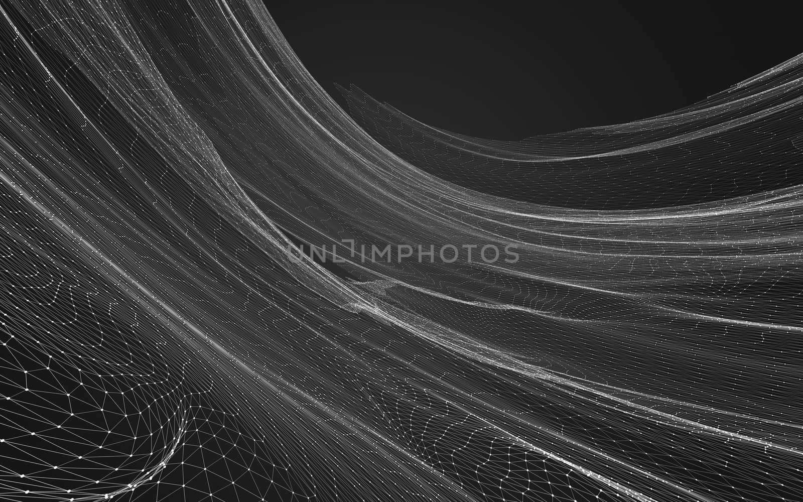 Abstract polygonal space low poly dark background, 3d rendering by teerawit