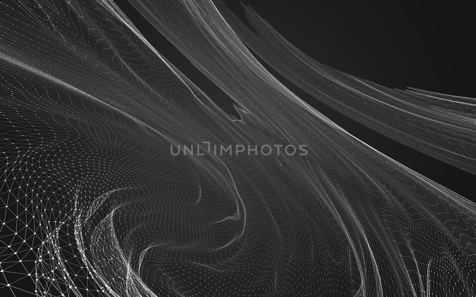 Abstract polygonal space low poly dark background with connecting dots and lines. Connection structure. 3d rendering