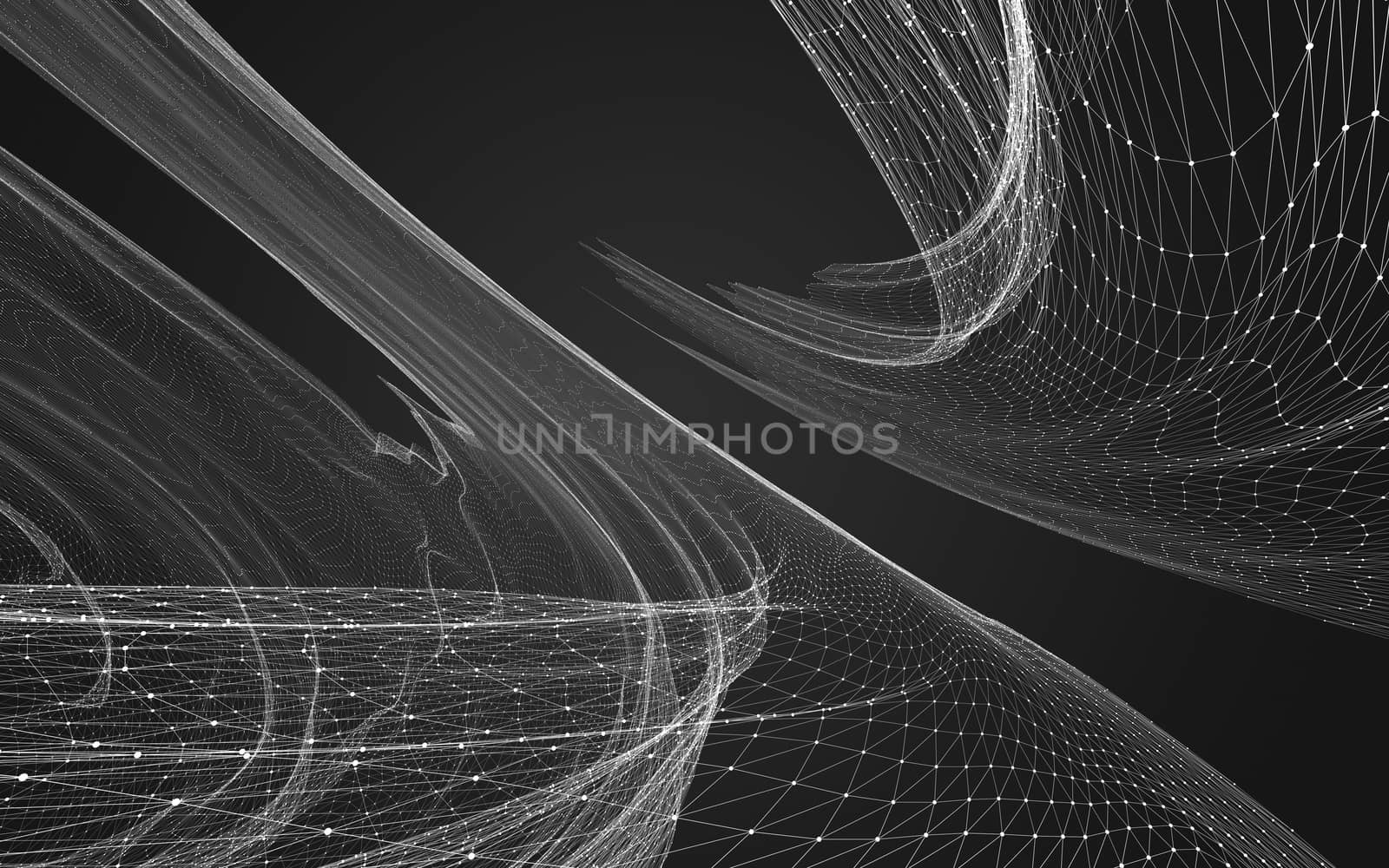 Abstract polygonal space low poly dark background, 3d rendering by teerawit