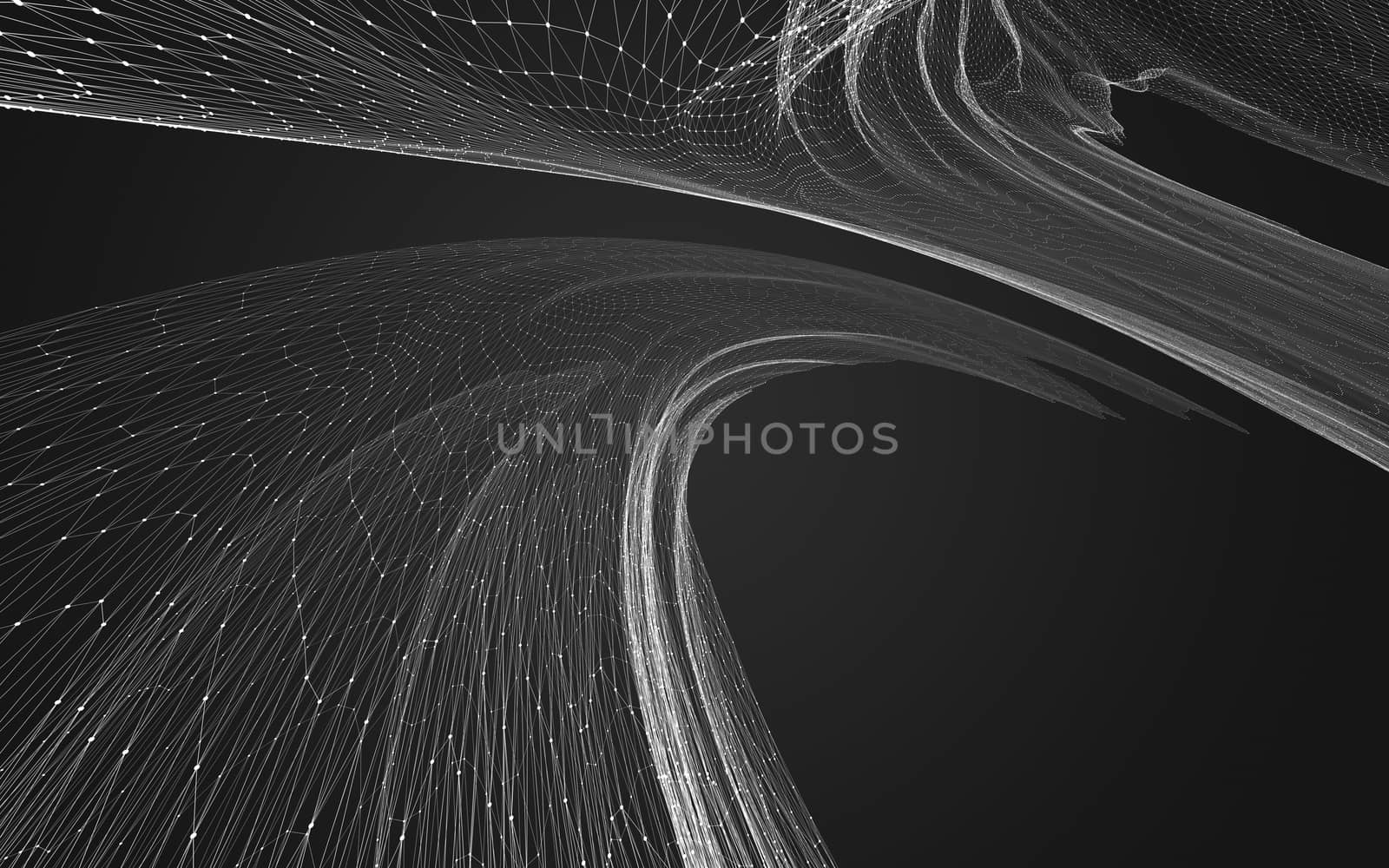 Abstract polygonal space low poly dark background with connecting dots and lines. Connection structure. 3d rendering