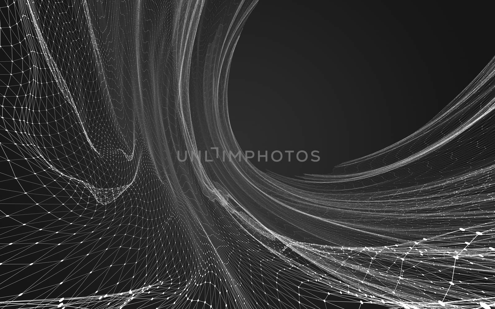 Abstract polygonal space low poly dark background with connecting dots and lines. Connection structure. 3d rendering