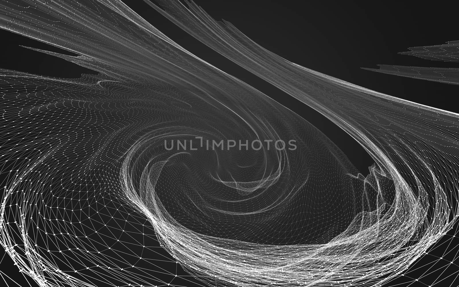 Abstract polygonal space low poly dark background with connecting dots and lines. Connection structure. 3d rendering