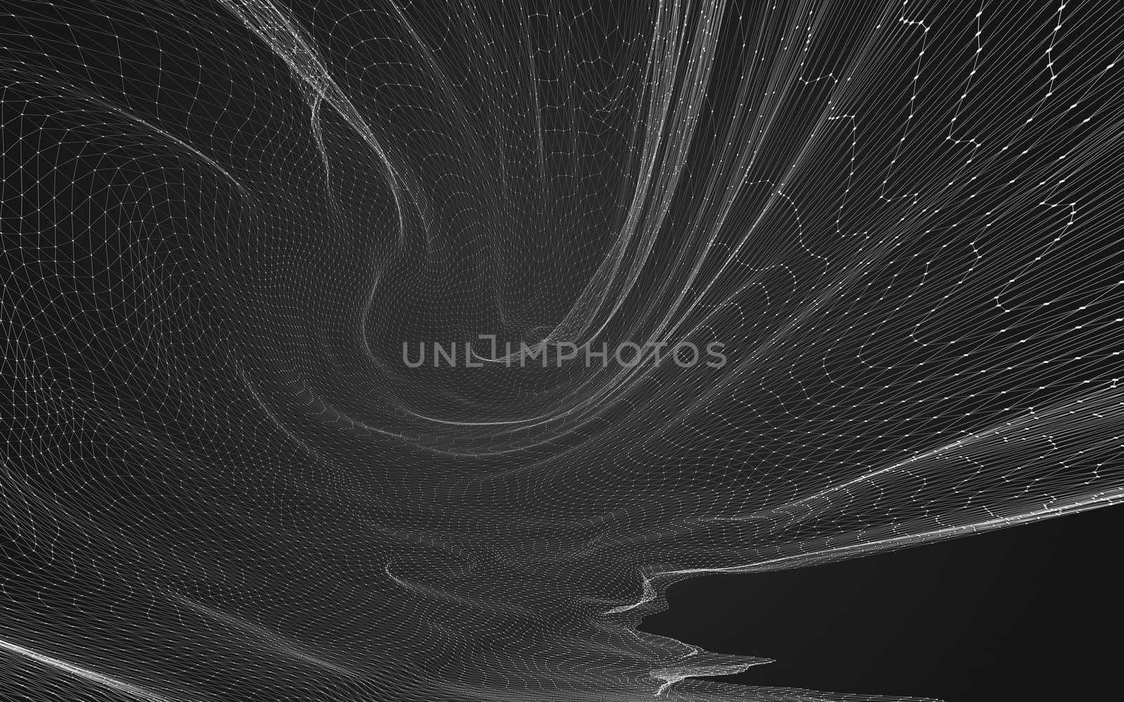 Abstract polygonal space low poly dark background, 3d rendering by teerawit