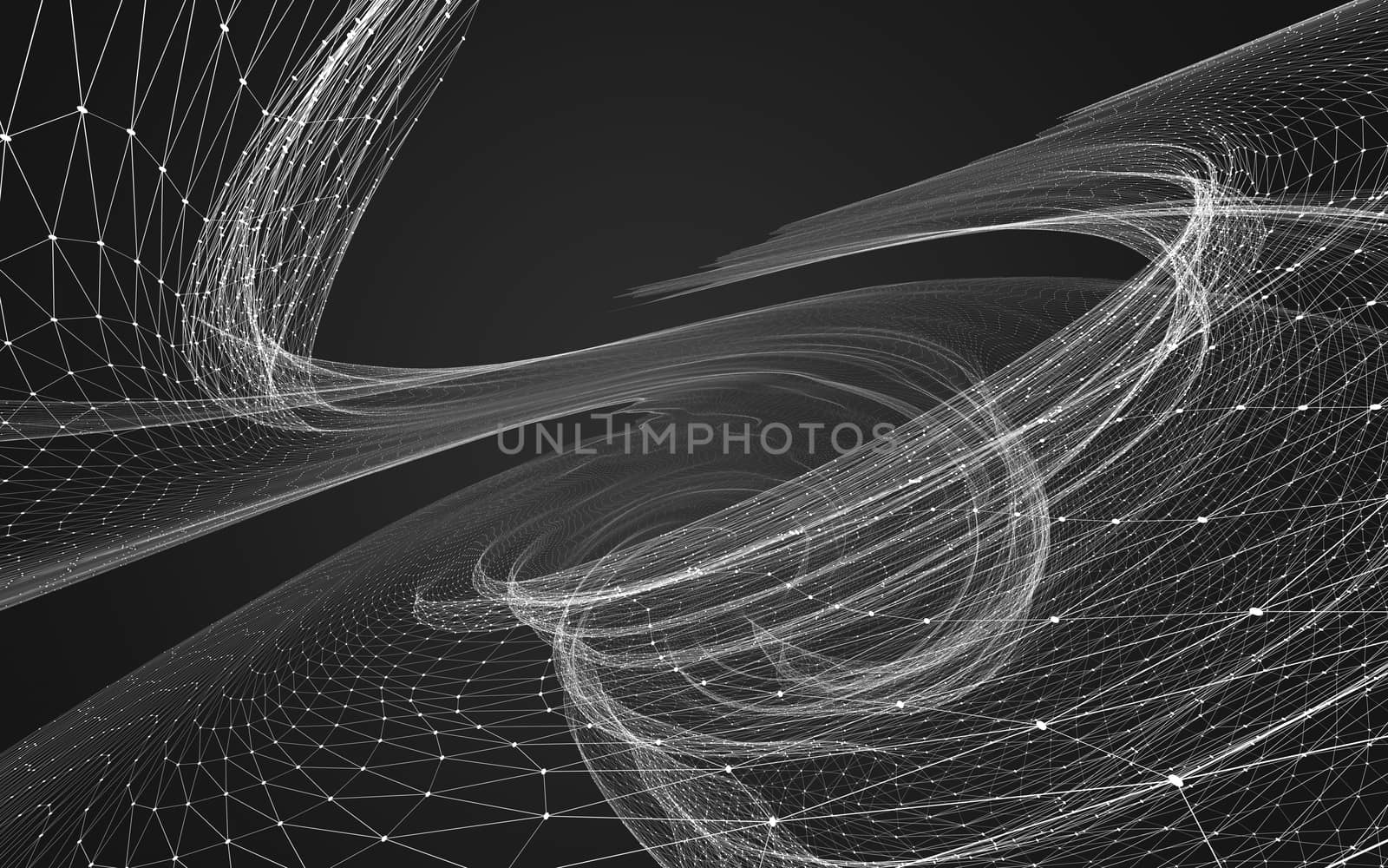 Abstract polygonal space low poly dark background with connecting dots and lines. Connection structure. 3d rendering