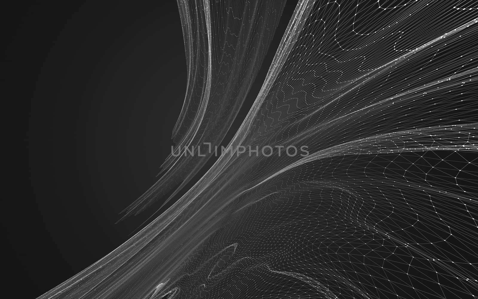 Abstract polygonal space low poly dark background, 3d rendering by teerawit