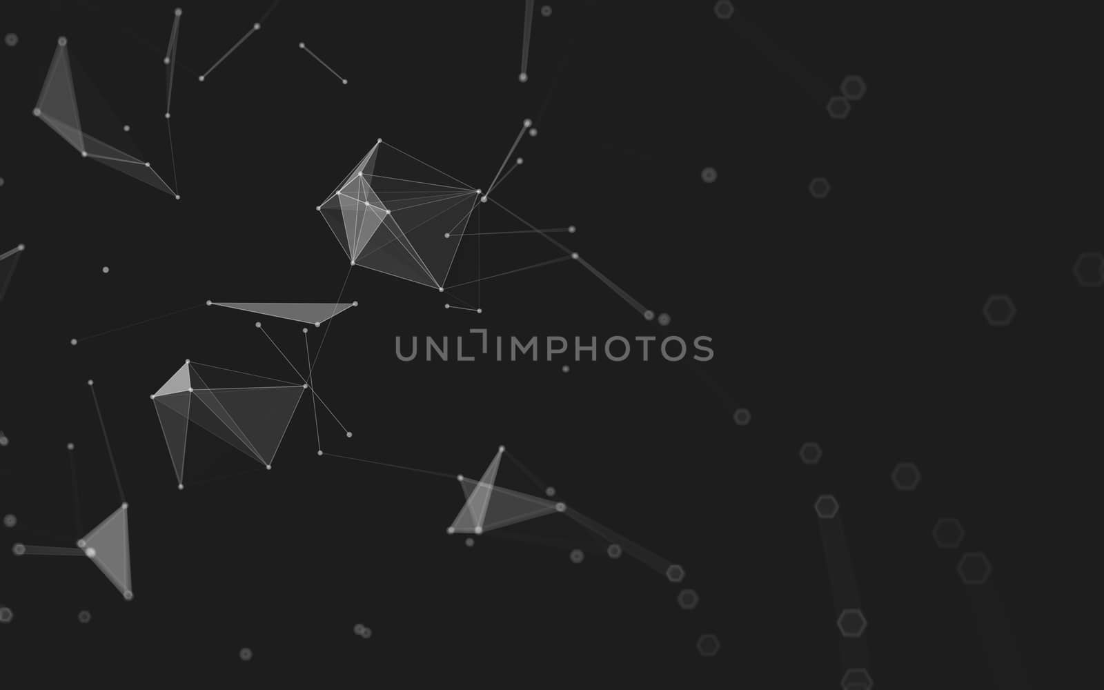 Abstract polygonal space low poly dark background with connecting dots and lines. Connection structure. 3d rendering