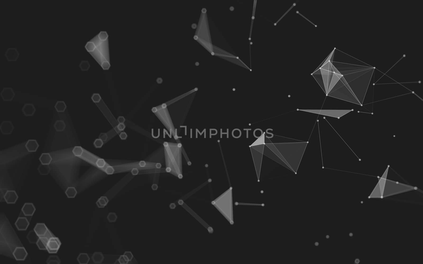 Abstract polygonal space low poly dark background with connecting dots and lines. Connection structure. 3d rendering