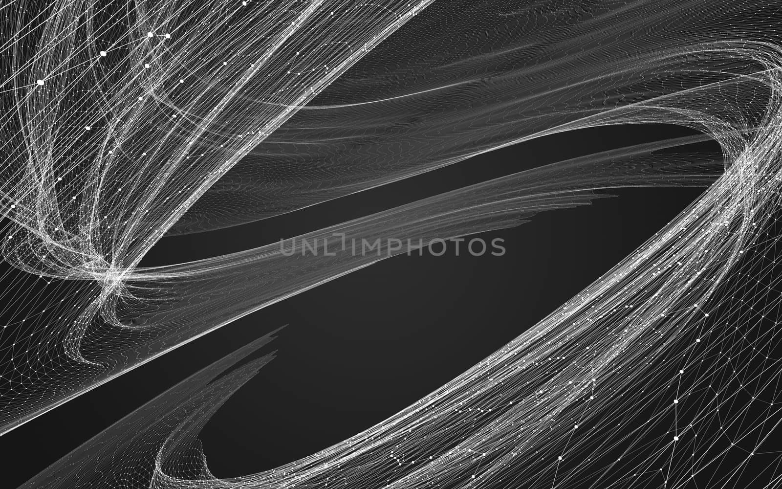 Abstract polygonal space low poly dark background with connecting dots and lines. Connection structure. 3d rendering