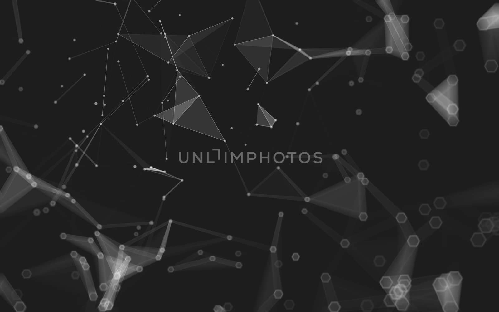 Abstract polygonal space low poly dark background with connecting dots and lines. Connection structure. 3d rendering