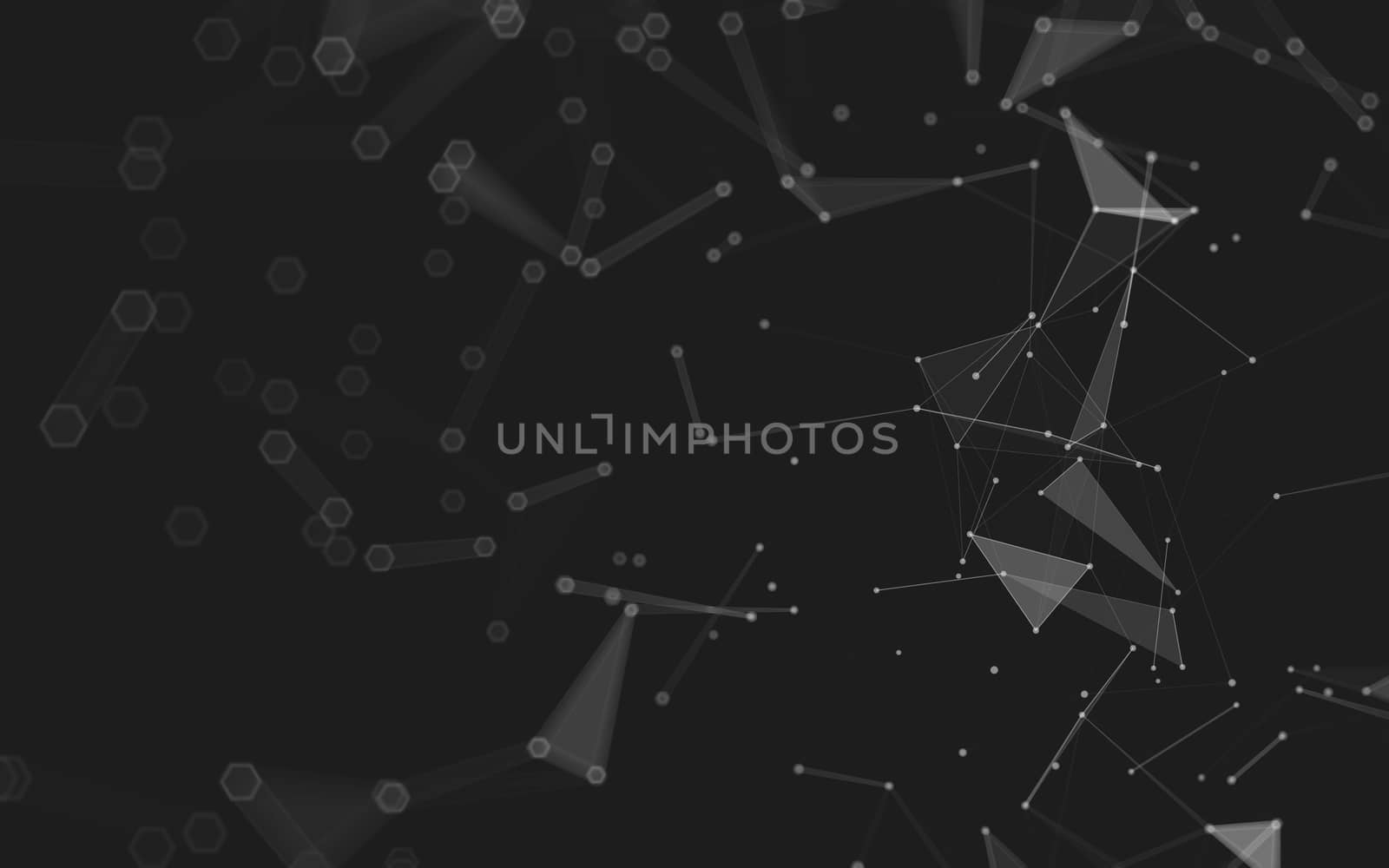 Abstract polygonal space low poly dark background with connecting dots and lines. Connection structure. 3d rendering