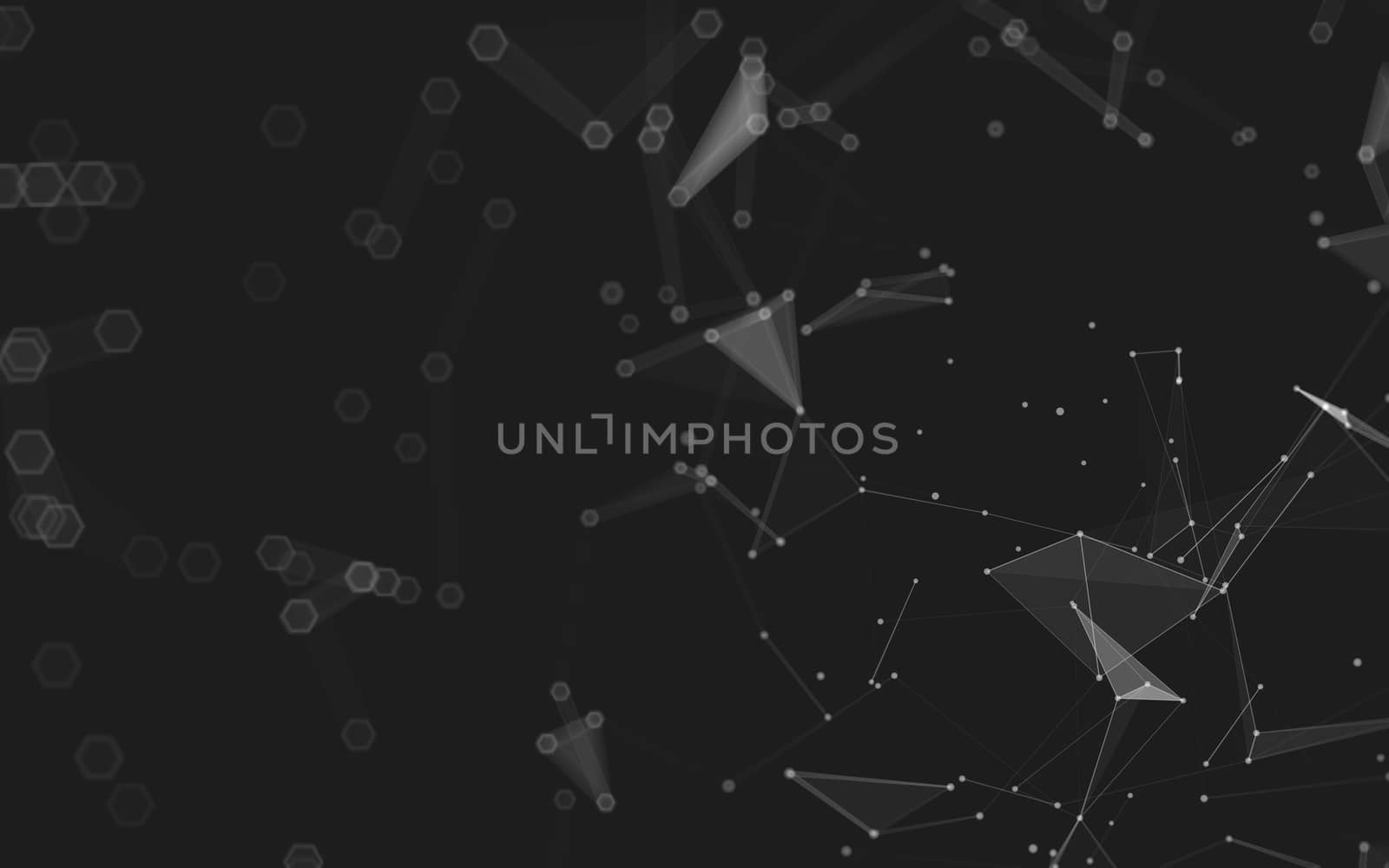 Abstract polygonal space low poly dark background with connecting dots and lines. Connection structure. 3d rendering