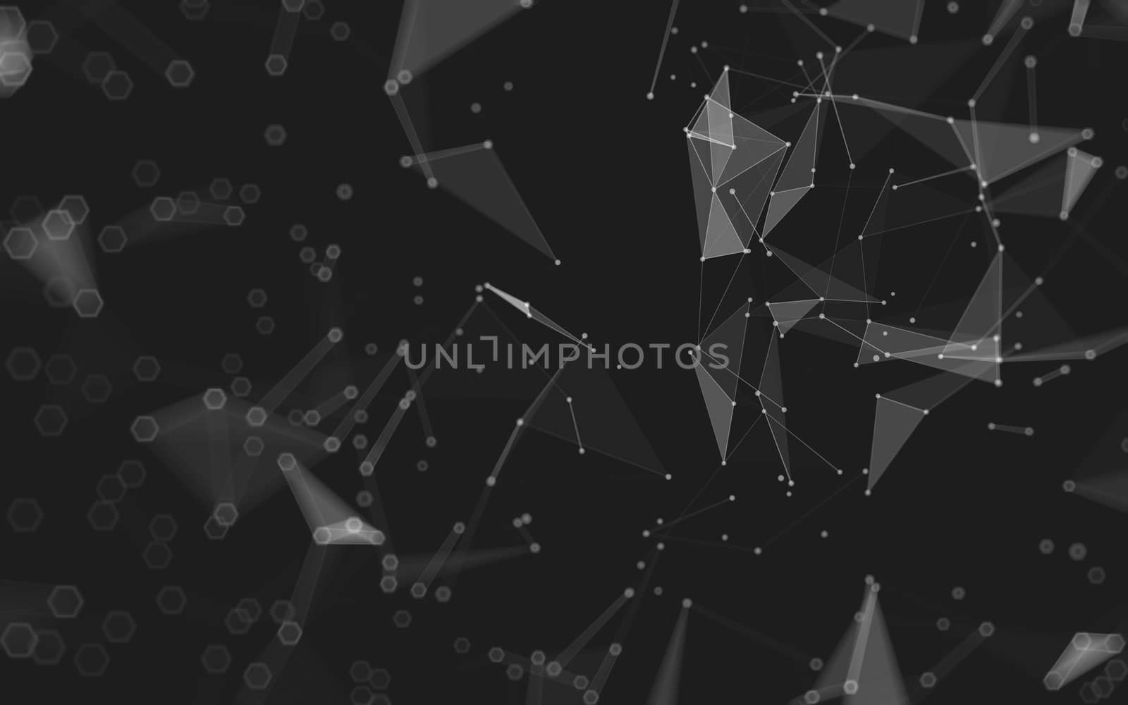 Abstract polygonal space low poly dark background with connecting dots and lines. Connection structure. 3d rendering