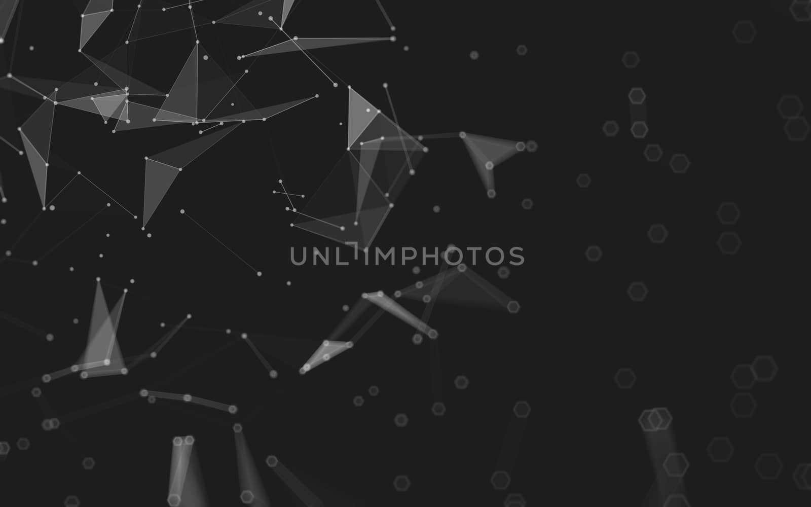 Abstract polygonal space low poly dark background with connecting dots and lines. Connection structure. 3d rendering