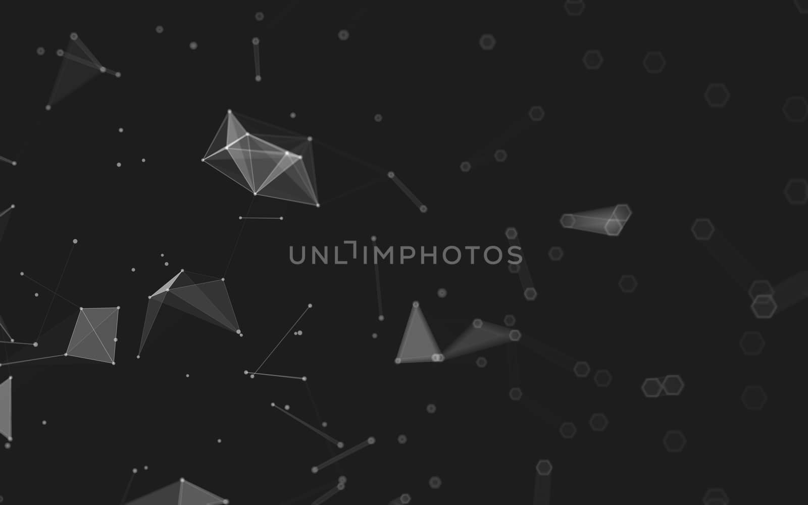 Abstract polygonal space low poly dark background with connecting dots and lines. Connection structure. 3d rendering