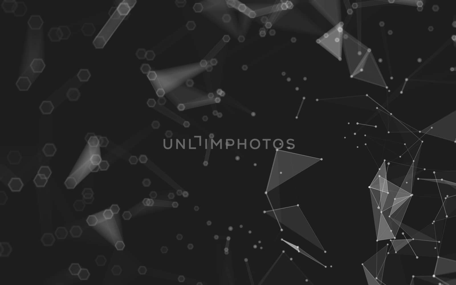 Abstract polygonal space low poly dark background with connecting dots and lines. Connection structure. 3d rendering