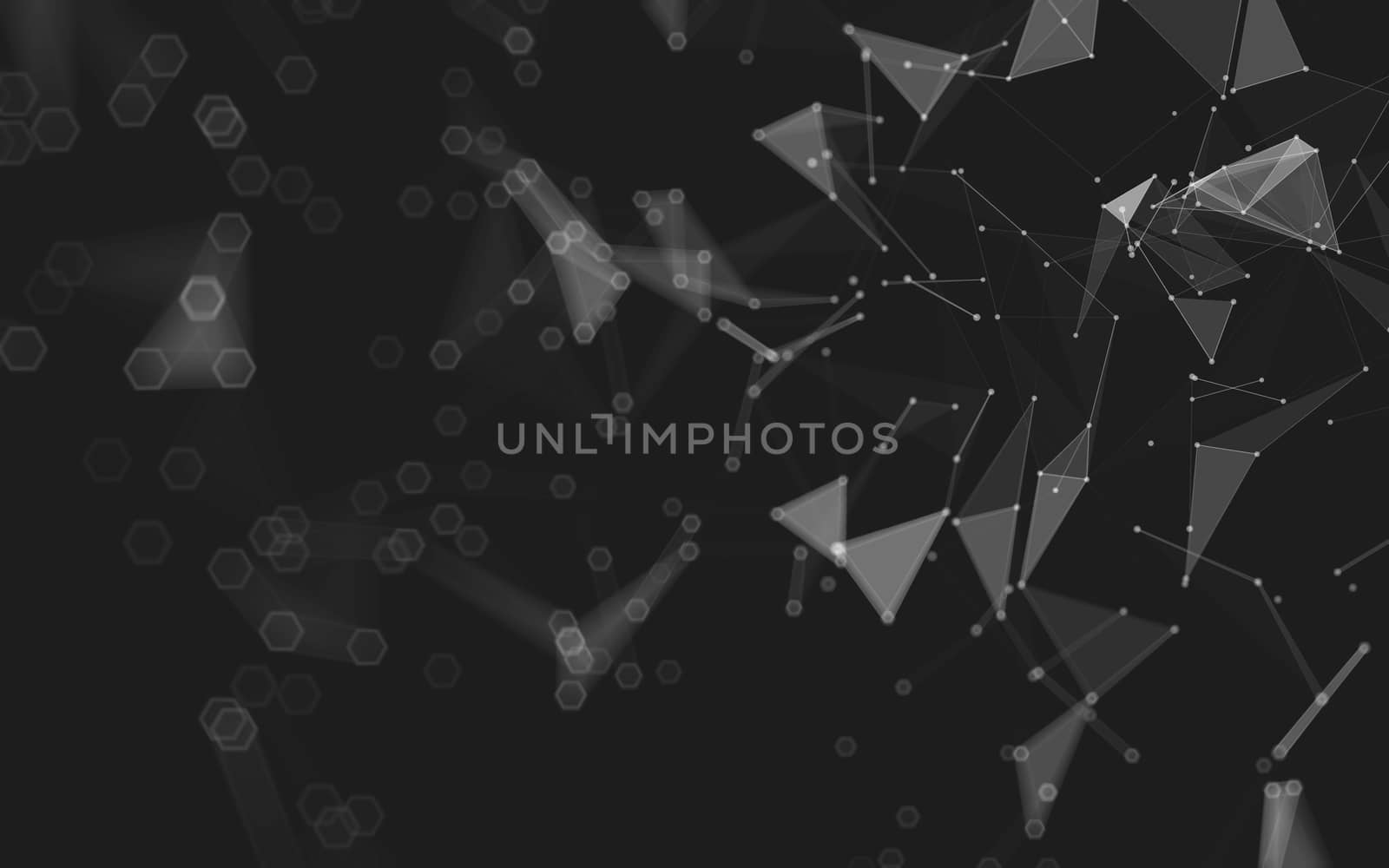 Abstract polygonal space low poly dark background with connecting dots and lines. Connection structure. 3d rendering