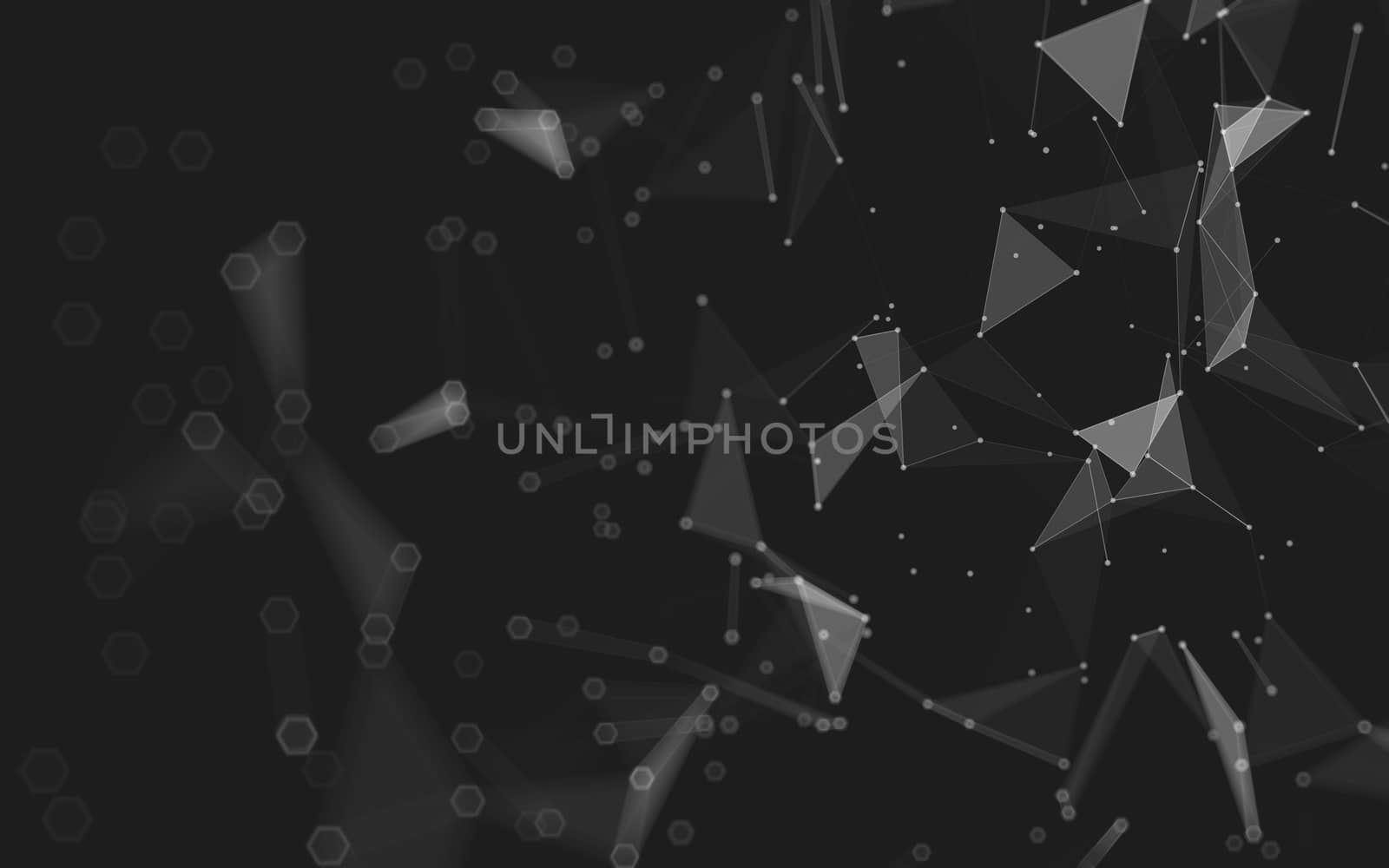 Abstract polygonal space low poly dark background, 3d rendering by teerawit