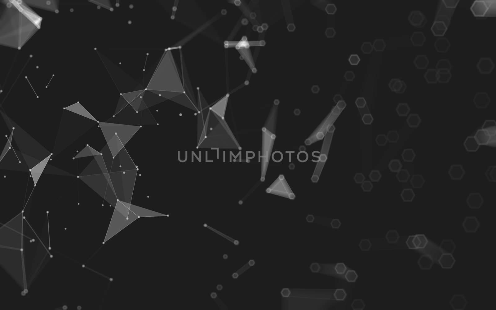 Abstract polygonal space low poly dark background with connecting dots and lines. Connection structure. 3d rendering