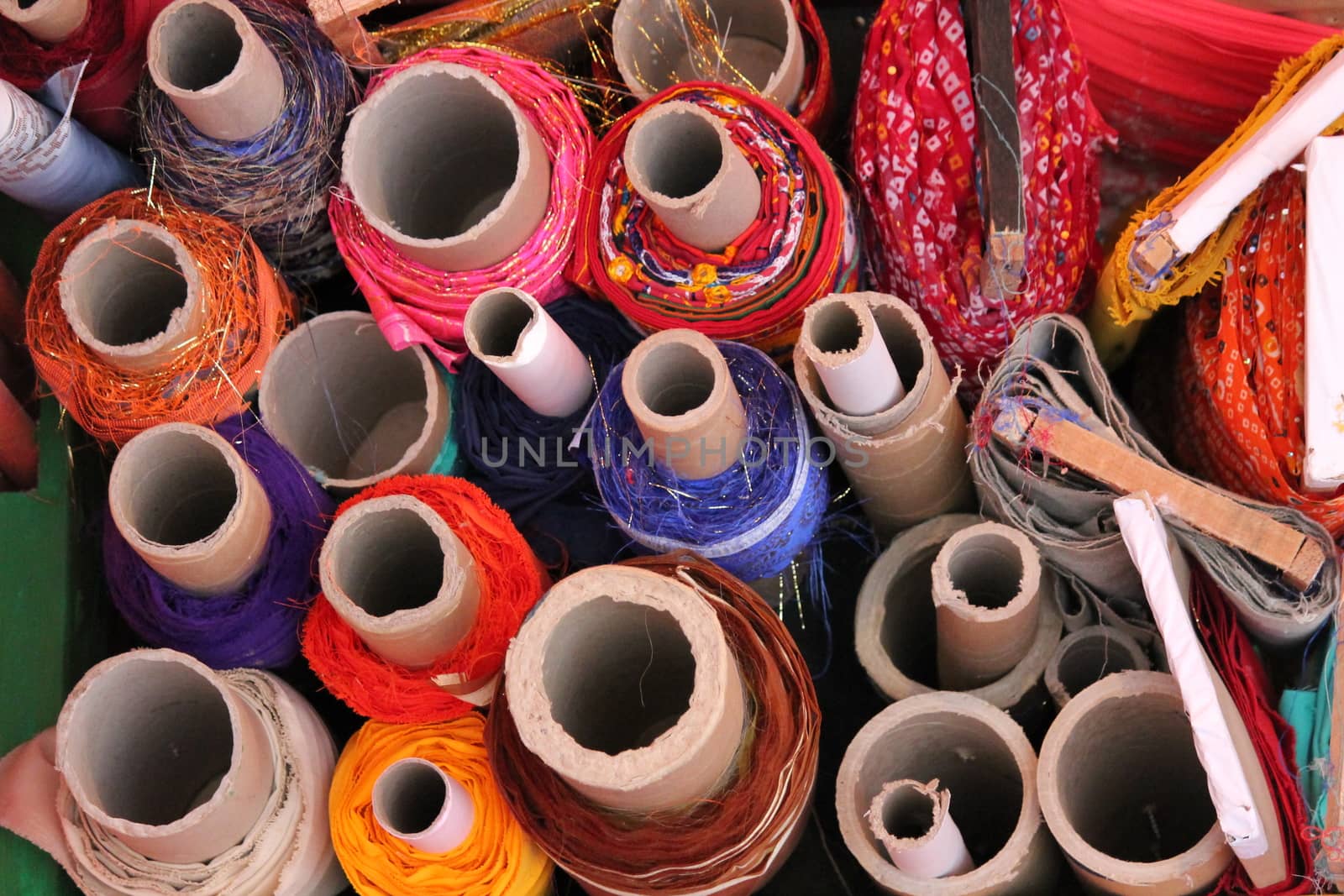 haberdashery shop choice of fabric material at fabric market  by cheekylorns