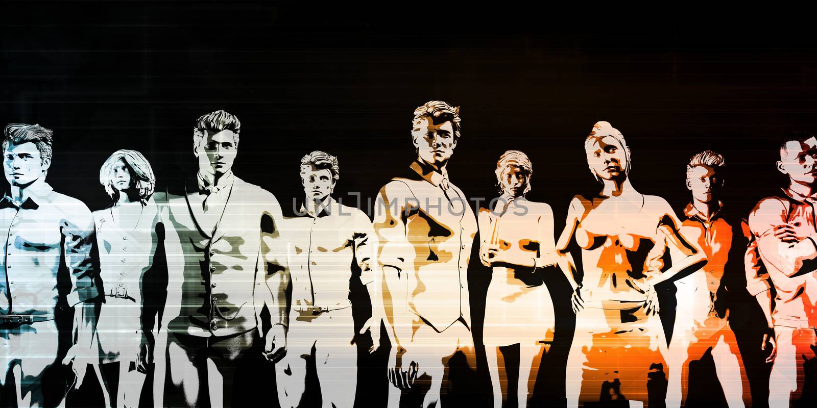Business Executives Standing Against the Background as Art