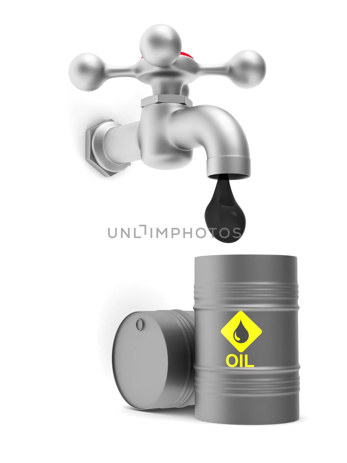 concept oil production on white background. Isolated 3D image by ISerg