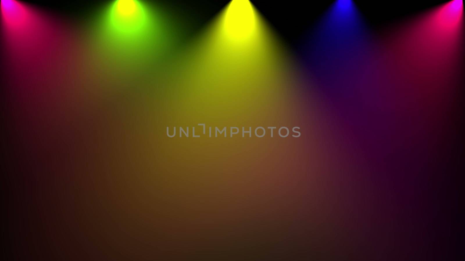 Disco light. Computer graphic. Different colors 3D rendered