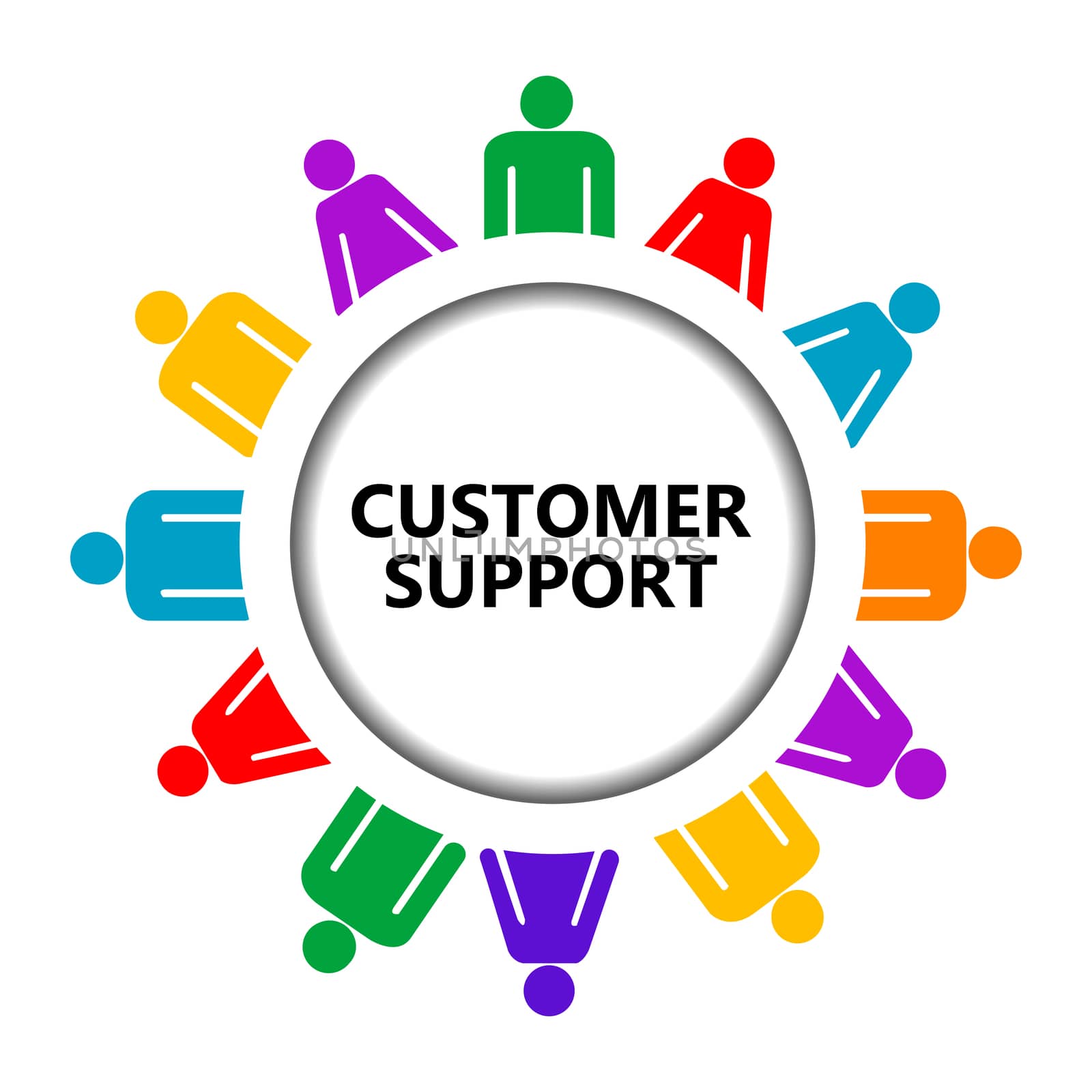 Customer support icon with group of people on white background