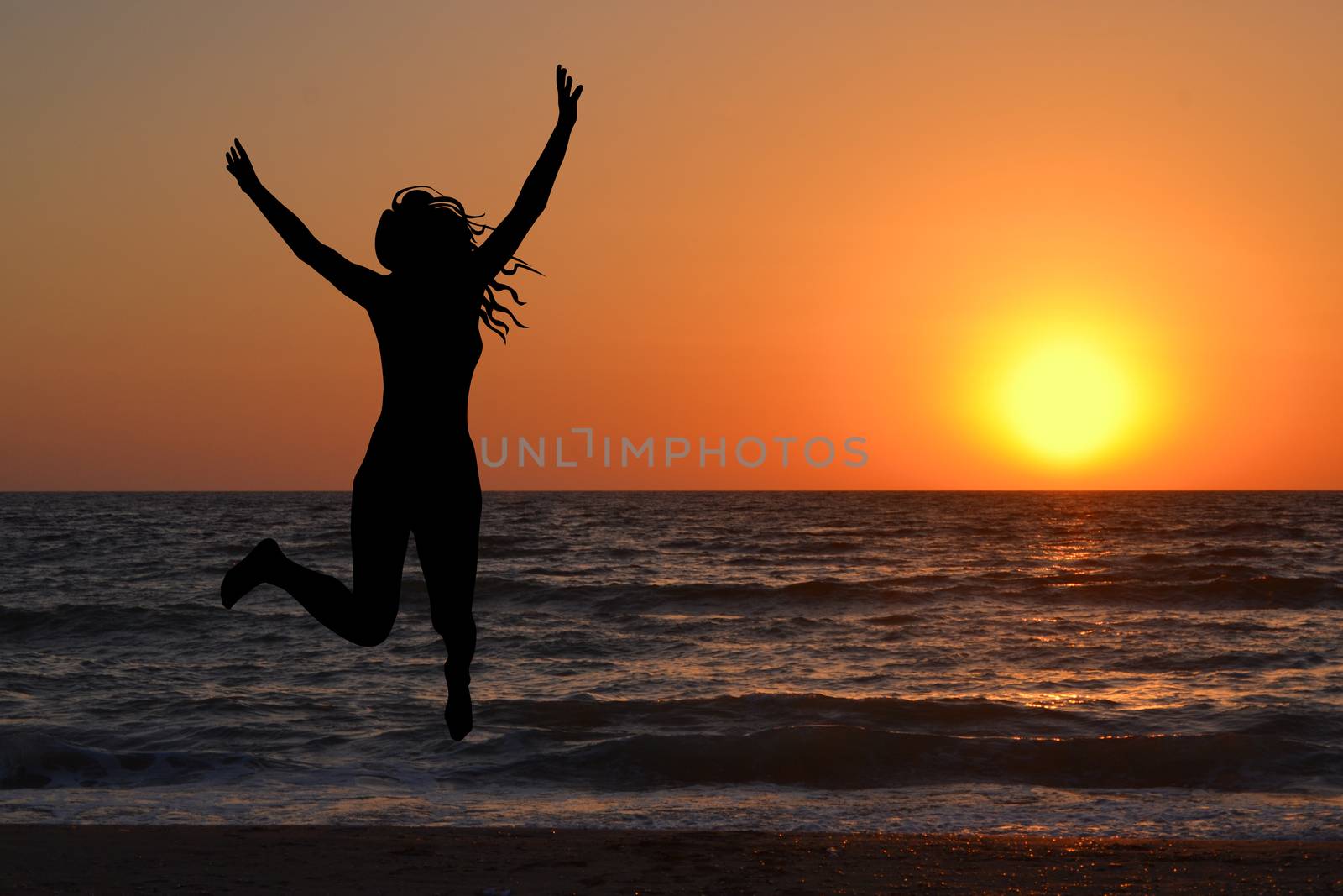 Woman enjoy sunrise by hibrida13