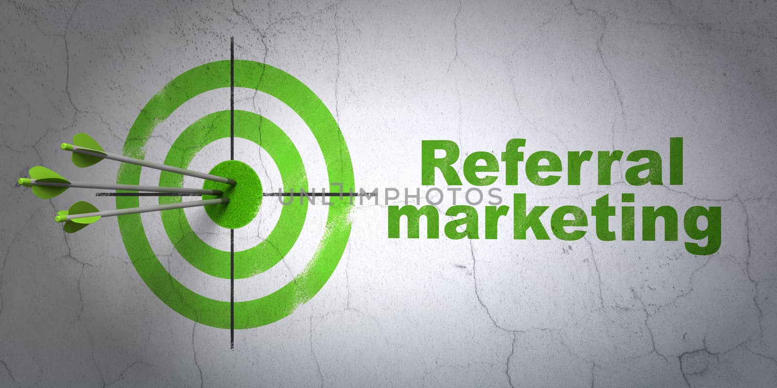 Marketing concept: target and Referral Marketing on wall background by maxkabakov