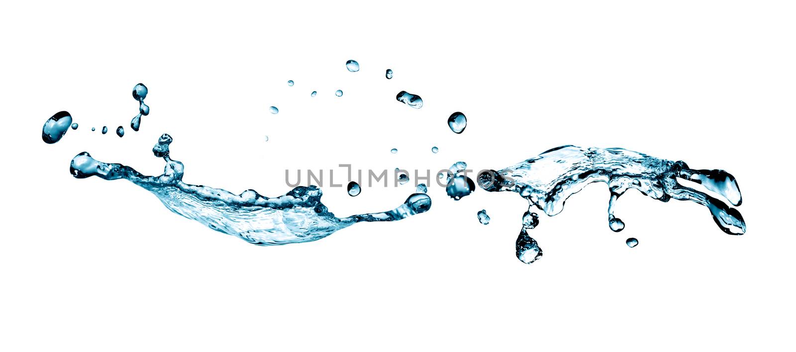Nice abstract water splash with drops on white background