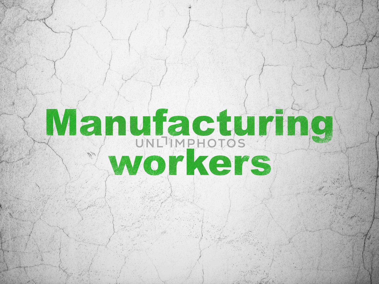 Manufacuring concept: Green Manufacturing Workers on textured concrete wall background