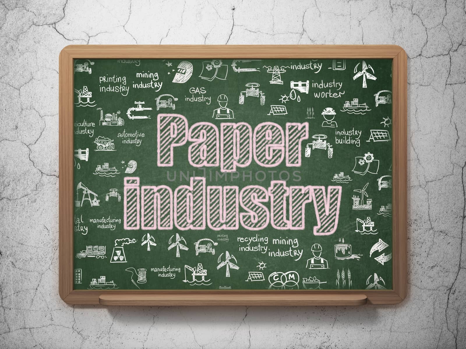Manufacuring concept: Paper Industry on School board background by maxkabakov