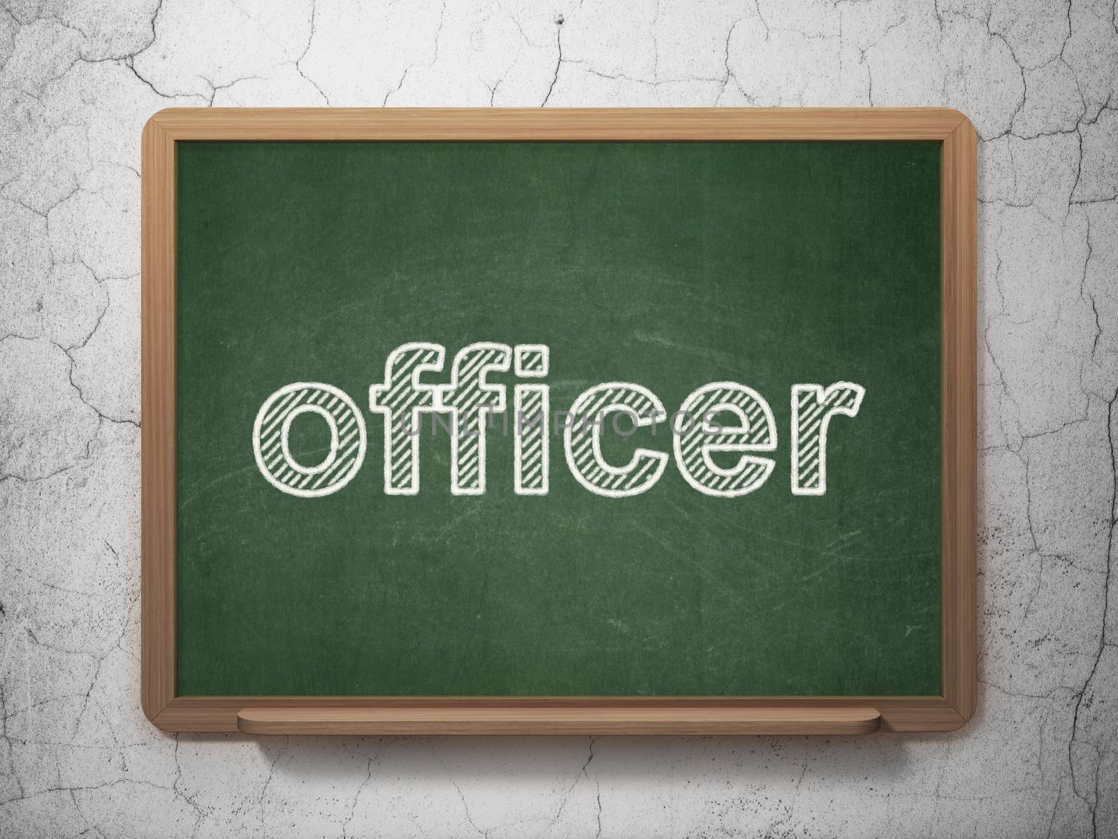 Law concept: text Officer on Green chalkboard on grunge wall background, 3D rendering