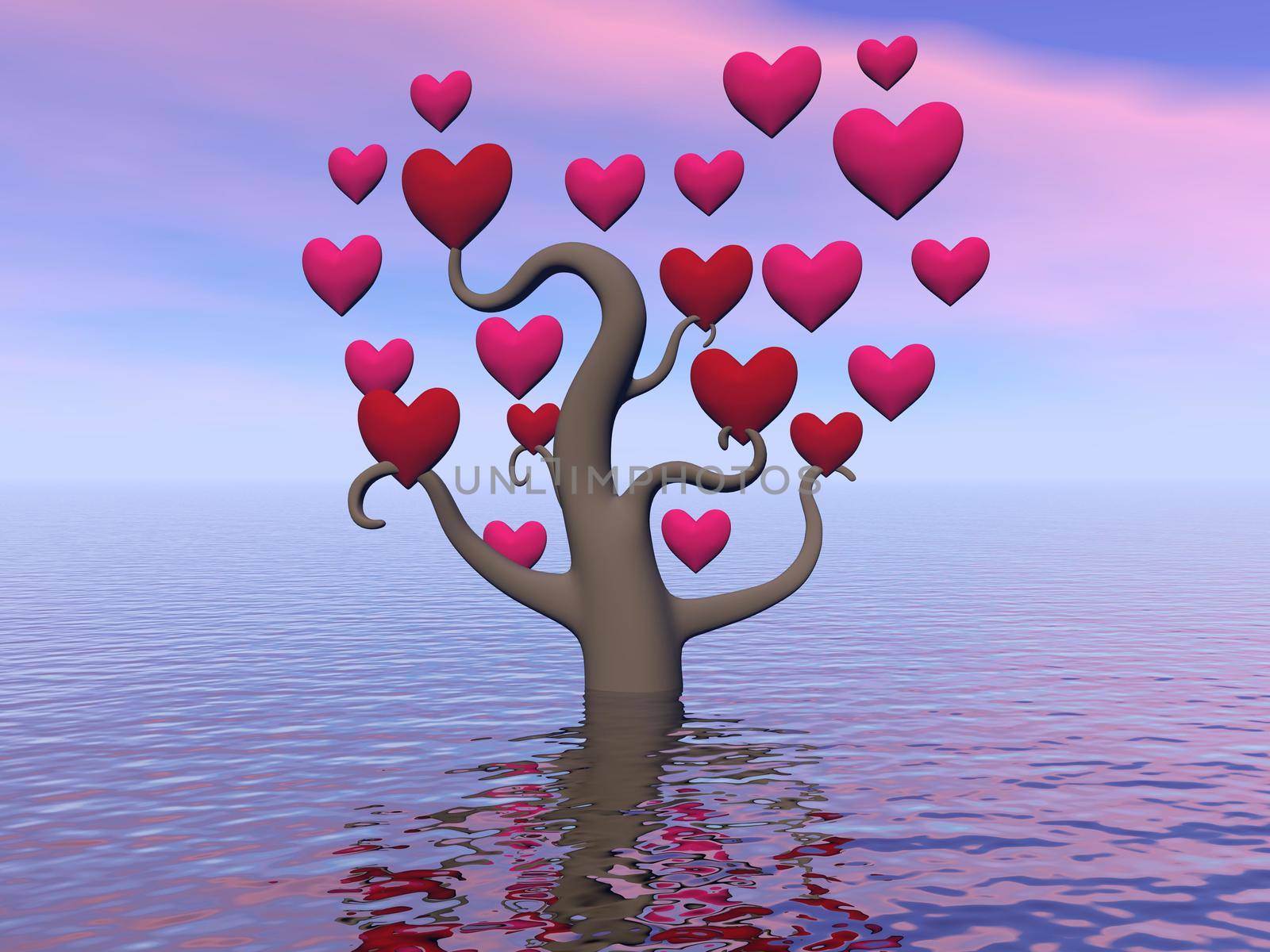 Love tree with heart leaves - 3d render by mariephotos