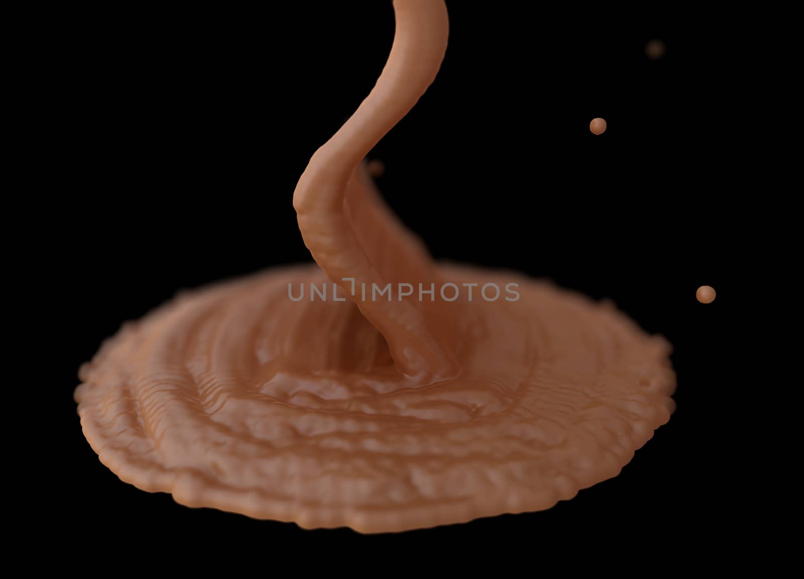 splash of melting chocolate isolated on black background by skrotov