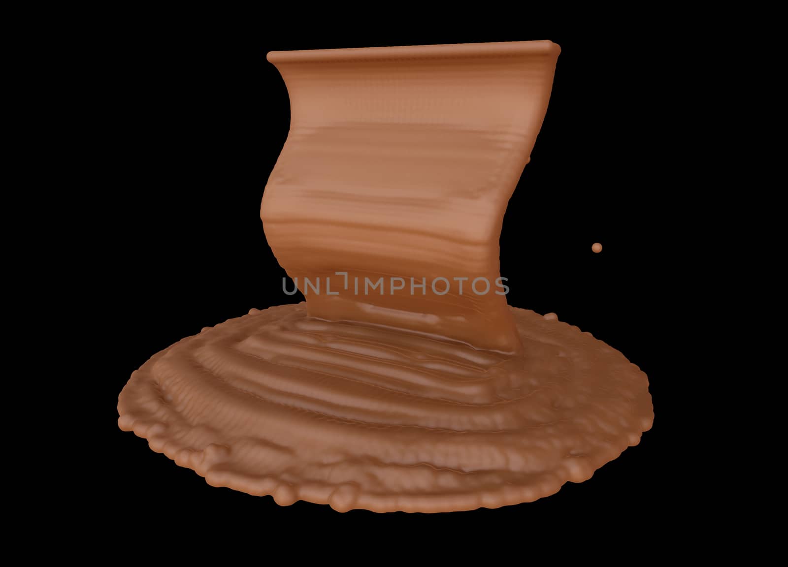 splash of melting chocolate isolated on black background by skrotov