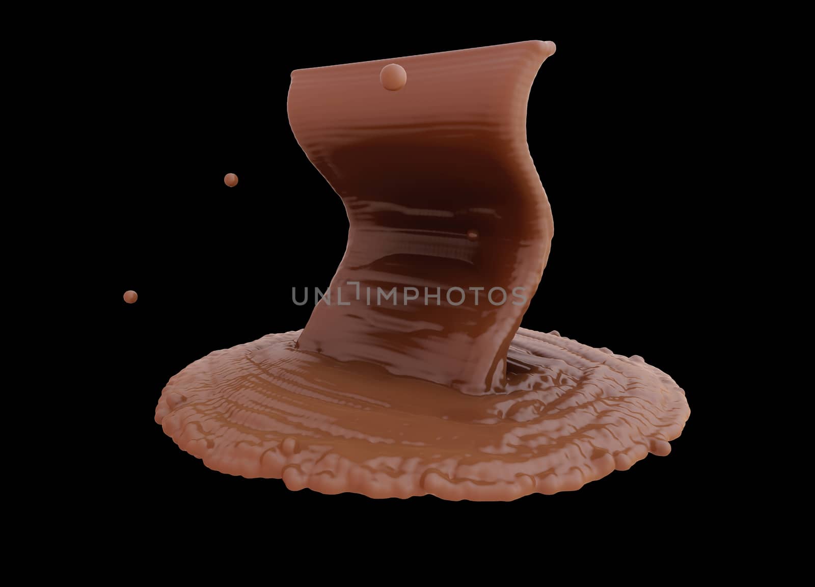 splash of melting chocolate isolated on black background by skrotov