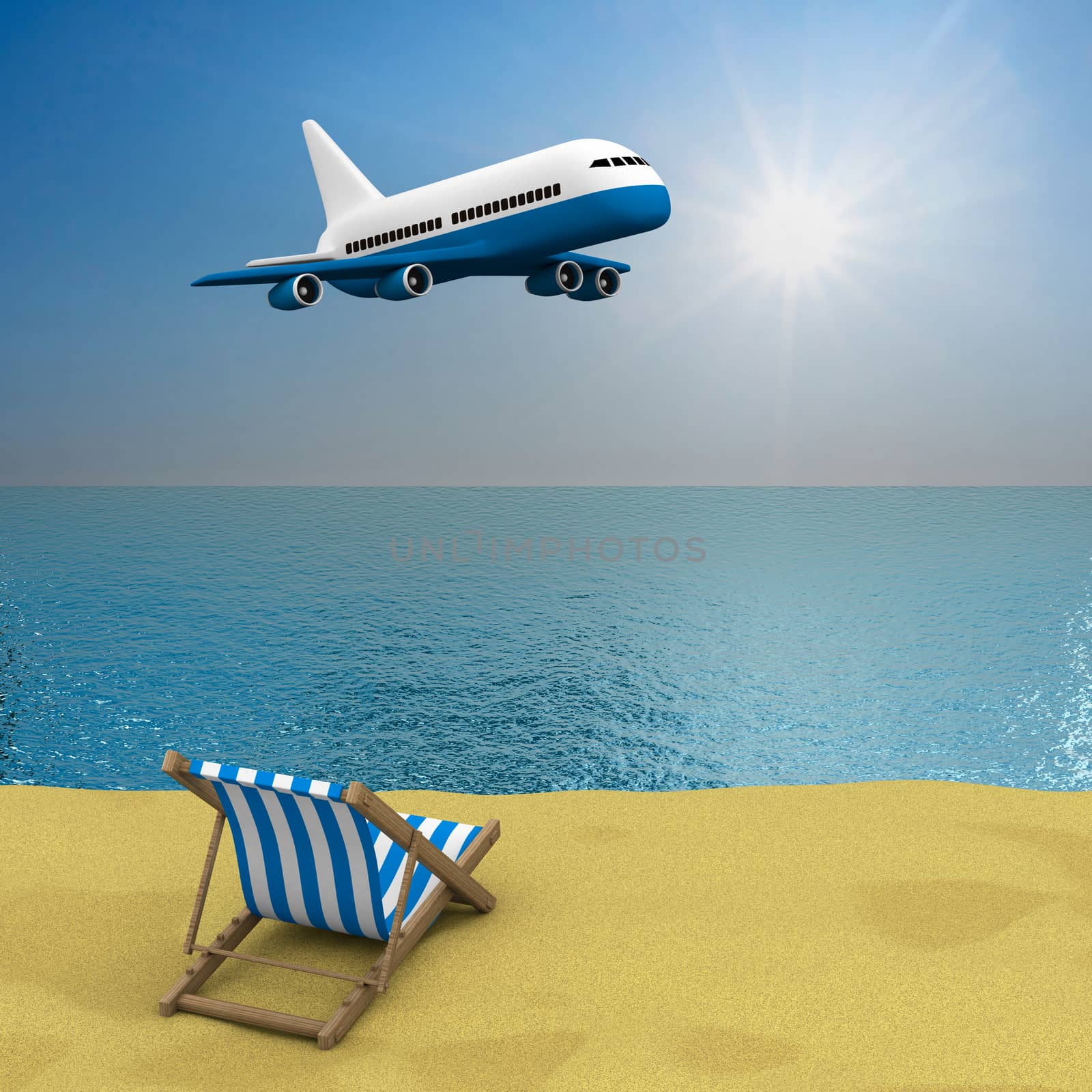Vacation on the seashore. 3D image