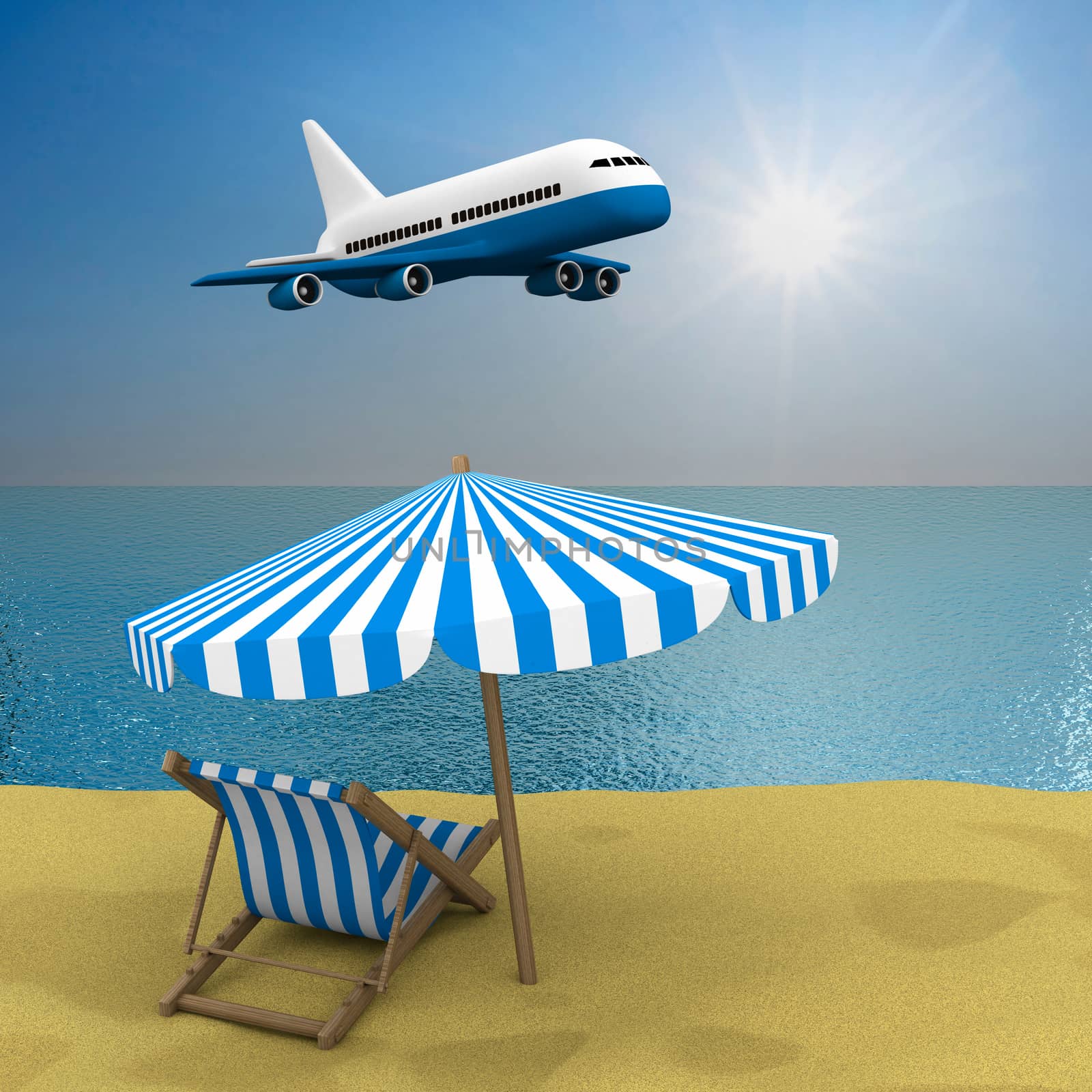 Vacation on the seashore. 3D image by ISerg