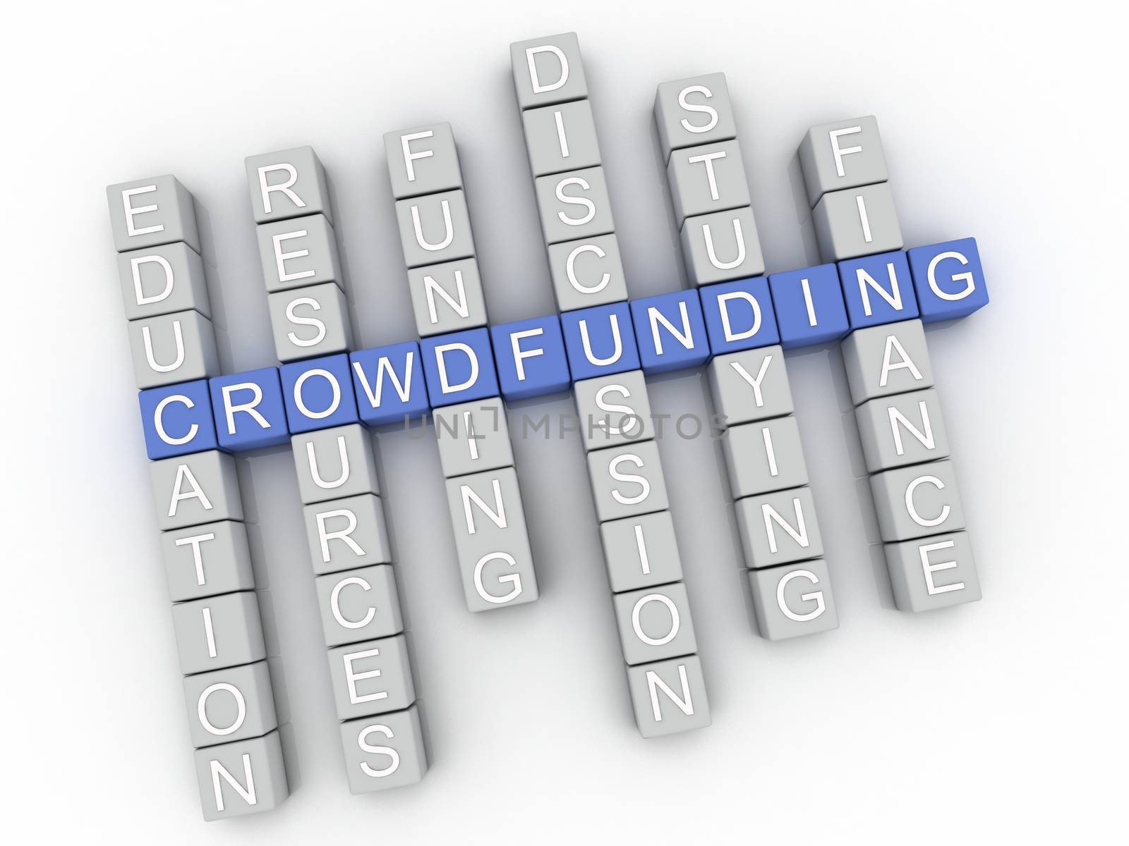 3d image Crowdfunding issues concept word cloud background