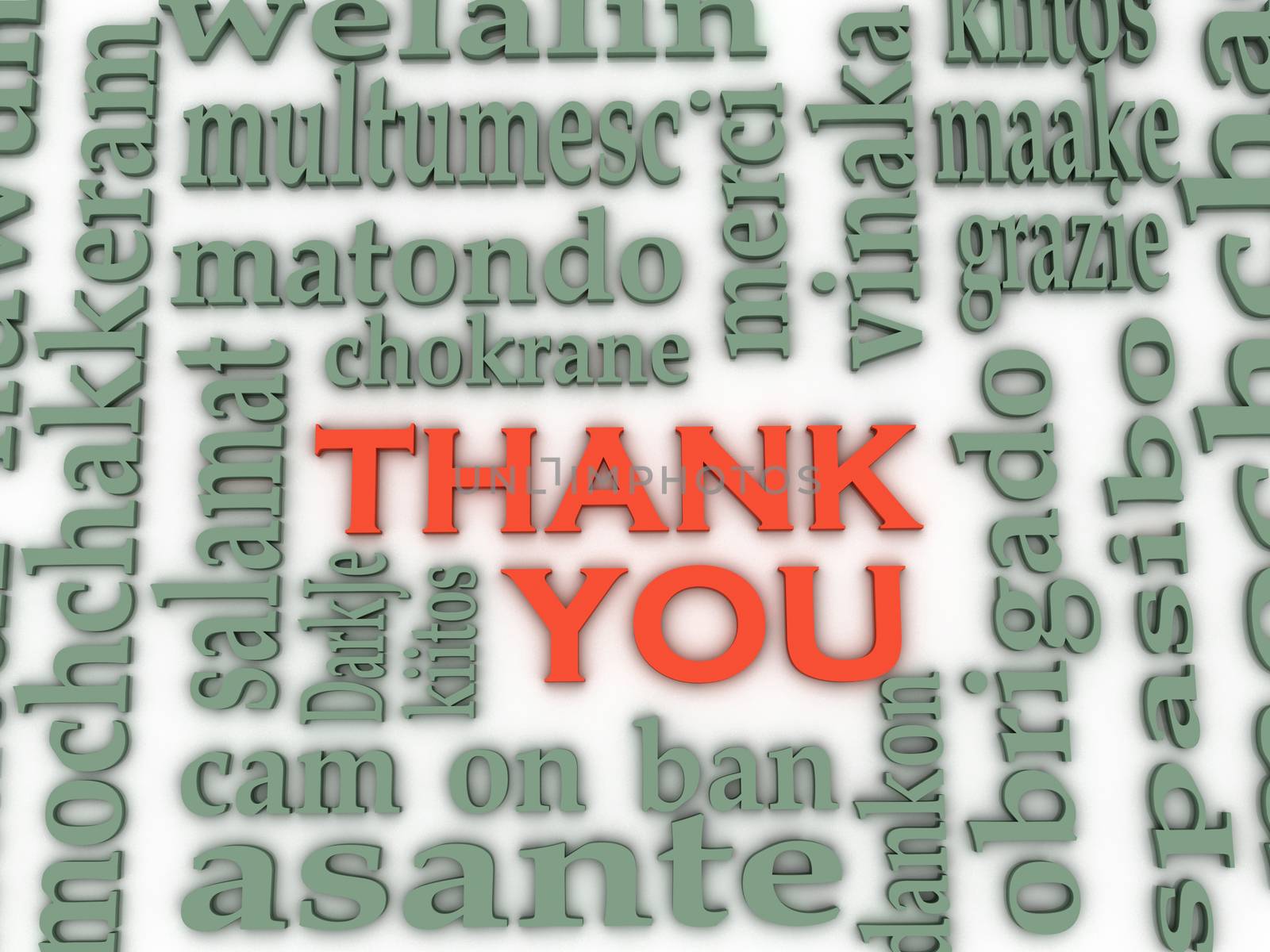 3d Thank You Word Cloud background, all languages by dacasdo