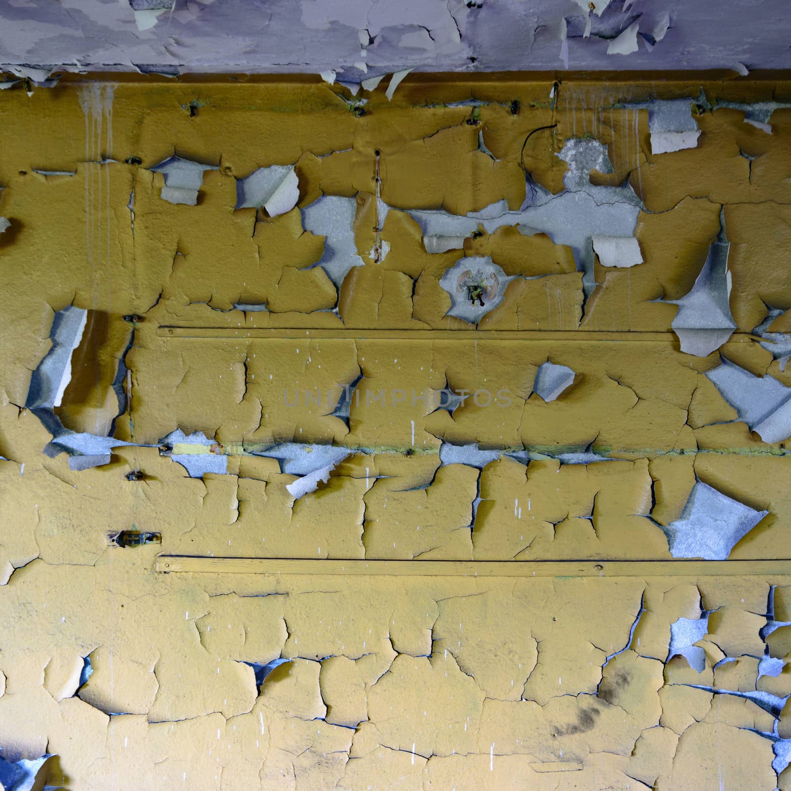 wide angle view of an old wall abandoned factory building