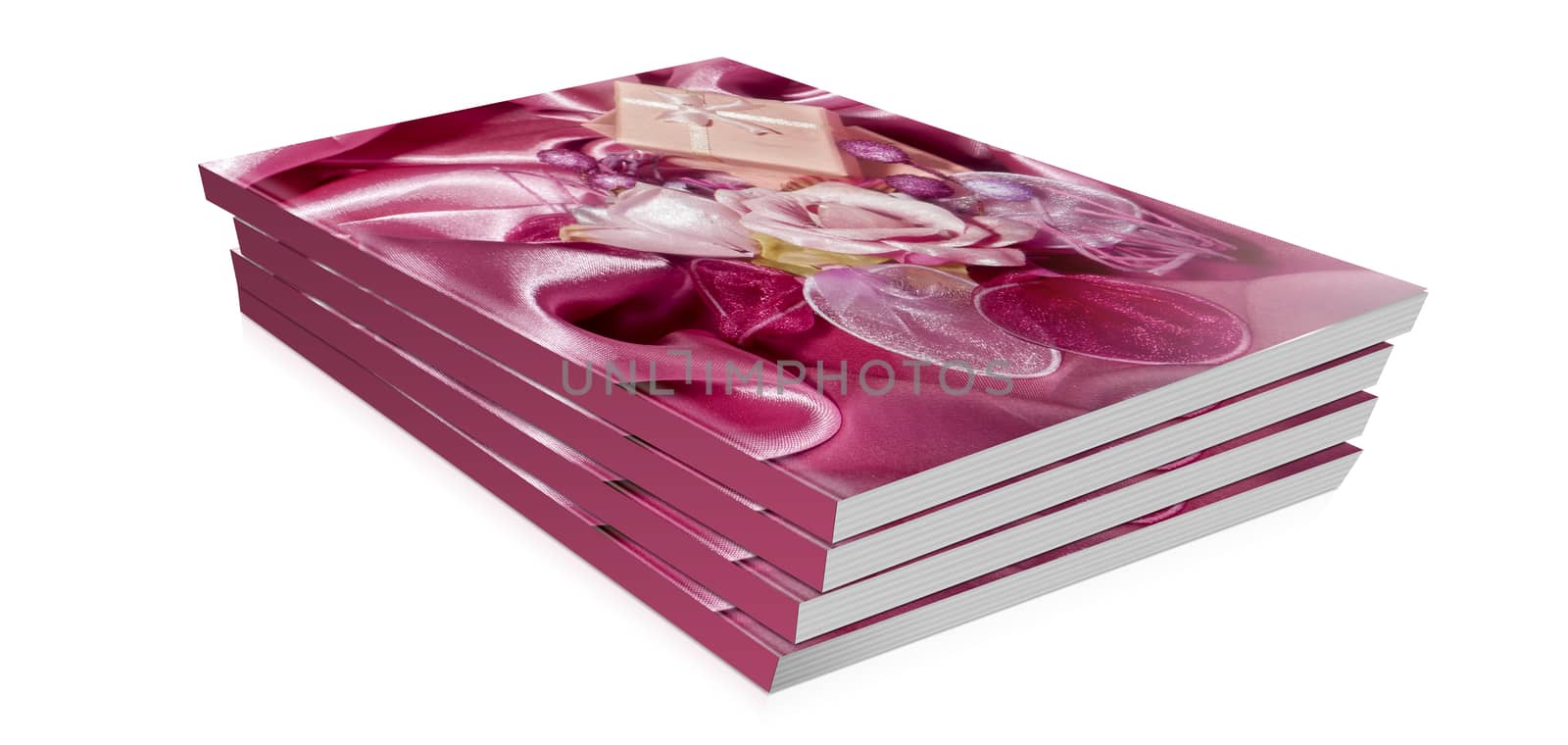 books of gift for valentine day on  a fabric  background 