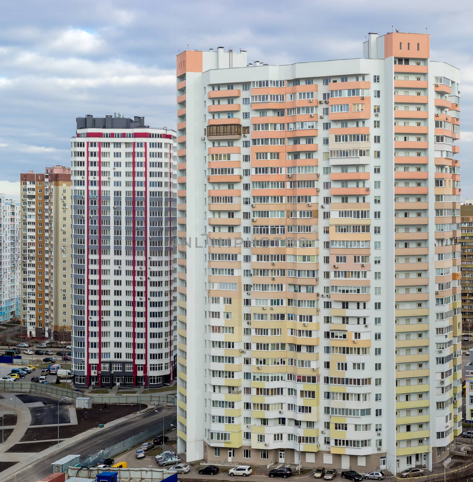 Housing estate with modern multi-storey apartment buildings by anmbph