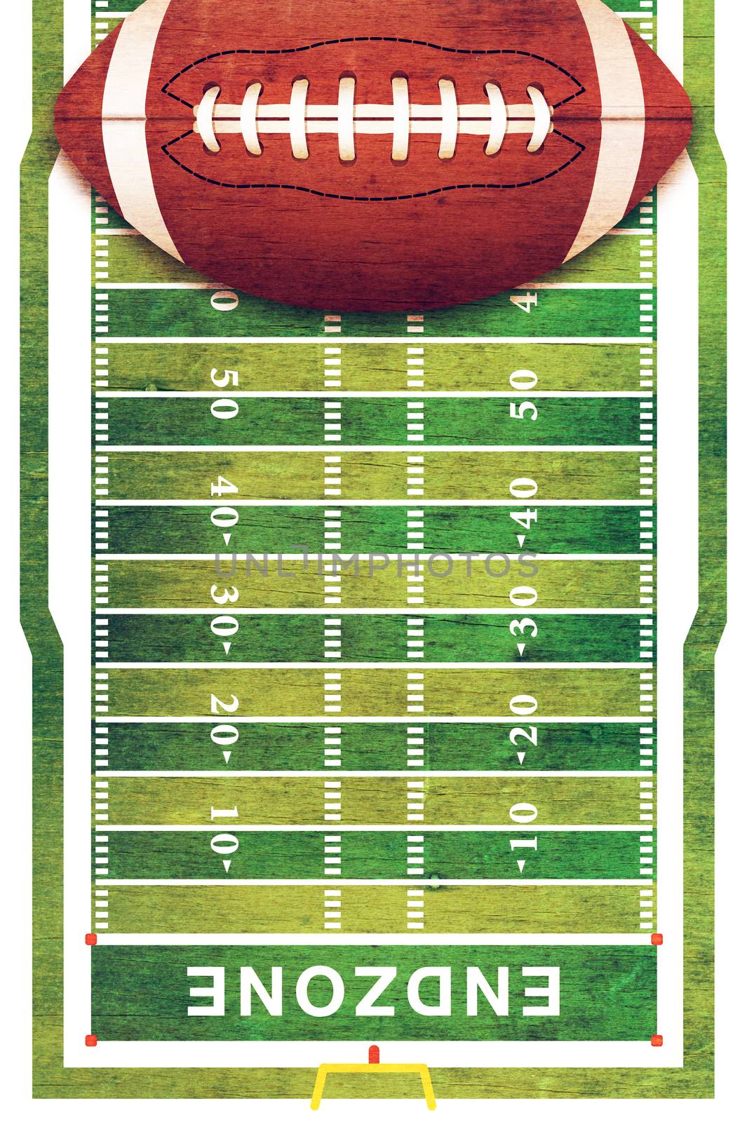 A retro grunge American football field and ball background illustration.
