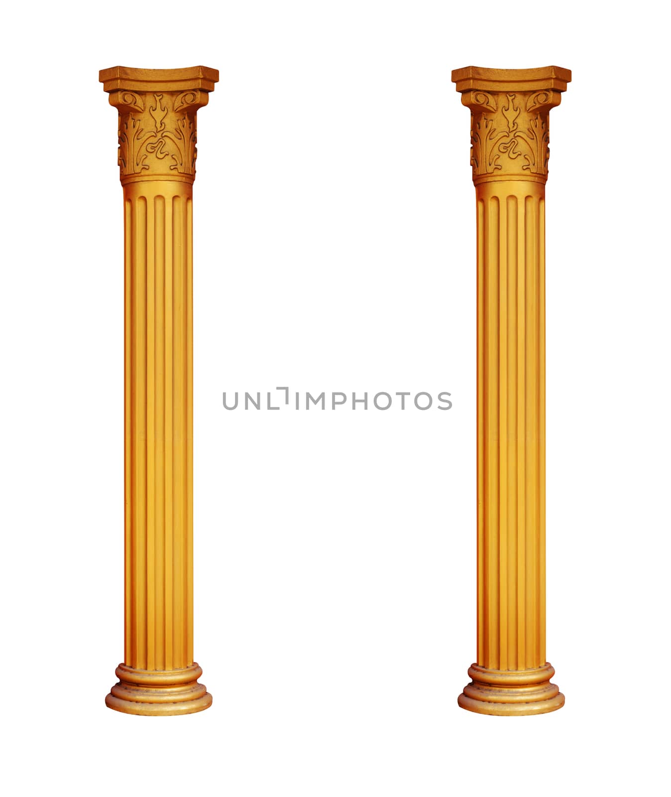 gilded two columns isolated on white background.