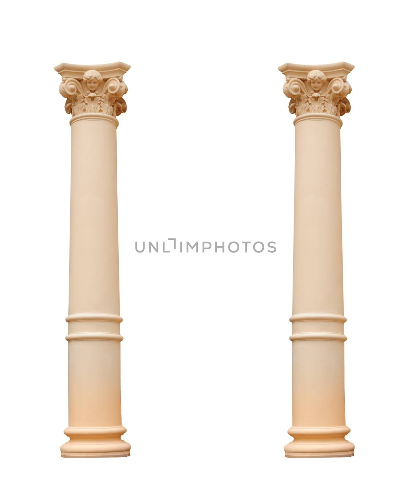 two classic column isolated on white background by timonko