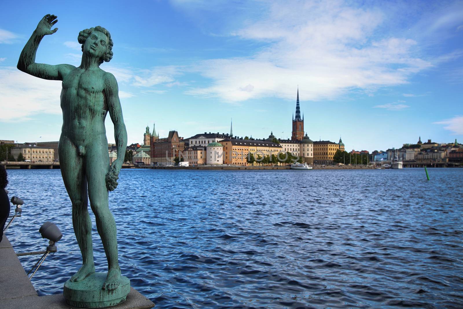 Song statue, Stadshuset and View of Gamla Stan in Stockholm, Sweden
